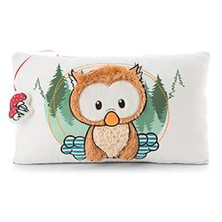 NICI cuscino Owlino il gufo – Soffici cuscini peluche animali della serie “The Owlsons”, Accessori per camerette ragazze, ragazzi e bambini, Guanciale gufetto rettangolare 43 x 25 cm