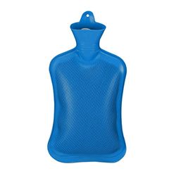 Relaxdays Bolsa Agua Caliente sin Funda, Duradera, Botella Térmica Segura, Bolsita Cama Calor 2 L, Caucho sin Olor, Azul, 1 Unidad