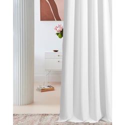 ROOM99 Laurel Schuifgordijn met plooiband, 140 x 260 cm breed x hoogte, voor woonkamer, slaapkamer, voor dakbedekking, wit, 1 stuks