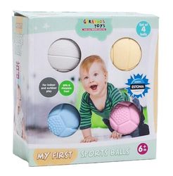 GERARDO'S Giocattoli per bambini First Sportball Giocattoli, realizzati con ingredienti atossici, divertimento per tutta la famiglia, interni ed esterni, contiene 4 palline sportive