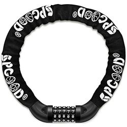 SPGOOD Kettingslot voor fiets (14 kleuren) 5 cijfers, resetbare codes, 100.000 codes voor fiets, motorfiets, deur, poort 100 cm lengte (zwart)