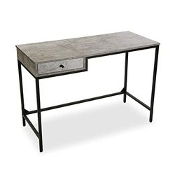 Versa Jack Bureau Informatique Bureau Sécretaire Poste de Travail Table d'étude pour Ordinateur Gaming, avec tiroir, Dimensions (H x l x L) 76 x 48 x 110 cm, Bois et métal, Couleur: Gris