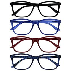 La Compañía Gafas De Lectura Grande Hombres Negro Azul Granate Rojo Lectores Valor Pack 4 Bisagras Resorte RRRR51-13Z3T +3,50