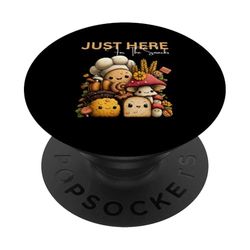 Ilustración divertida linda de la comida de dibujos animados justo aquí para los bocadillos PopSockets PopGrip Adhesivo