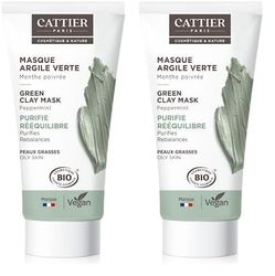 CATTIER Masque Argile Verte - Bio - Purifie 100 ml (Lot de 2)