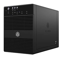 ICY BOX IB-3640SU3 4-bay externe harde schijfbehuizing voor 3,5 inch SATA I,II,III harde schijven, USB 3.0 (UASP) & eSATA-aansluiting, 80 mm smart fan, JBOD (single mode), stand-by, zwart