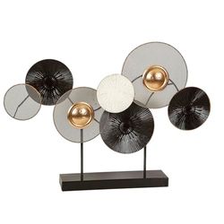 Romimex Decoratief figuur, zwart, goud, metaal, 67 x 49 x 9 cm