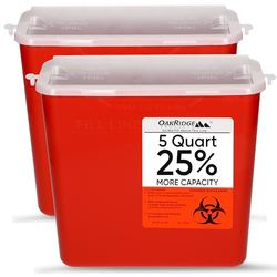 OakRidge Products Sharps Contenitore per rifiuti per 5 Quart Dimensioni Con Smaltimento Touchless (pacchetto di 2) 1 MEDIO Rosso