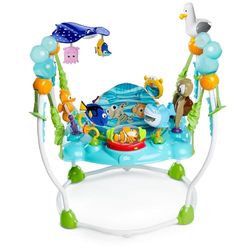 Bright Starts, Disney Baby, Finding Nemo, saltador mar de atividades, centro de atividades com 13 atividades, luzes, música e sons do oceano, altura ajustável, rotação de 360°, idades 6 meses +