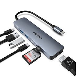 Hub USB C, oditton Adaptateur USB C 7 en 1 Sortie HDMI 4K, PD 100W, 2 Port USB 3.0, 1 USB C 3.0, Lecteur de Carte SD/TF, Hub USB de Type C Compatible avec Type C Ordinateur Portable
