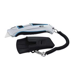 Ferrestock FSKTWC001 Faca de cerâmica de segurança auto-retrátil com cabo de segurança, corpo de alumínio, sistema de bloqueio e capa para cinto