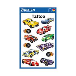 AVERY Zweckform 56685 Tattoo voor kinderen, 12 stuks (tijdelijke tatoeages voor racevoertuigen, kindertatoeages, waterbestendig, kleeftatoeages, kinderverjaardag, cadeautje, feestspelletjes, kinderen