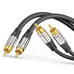 Sonero Premium RCA-audiokabel, 2x RCA-stekker naar 2x cinch-stekker 5,00m, vergulde contacten, zwart