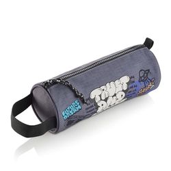 Miquelrius - Schooletui, rendondo-etui, gemaakt met gerecyclede flessen, ritssluiting, organiseer je schoolspullen voor de eerste schooldag, graffiti, grijs, rond etui, Grijs, Ronde etui