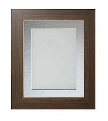 Frame Company Watson Brown Picture Photo Frame fitted with Perspex, 12x10 inch with Silver Mount for image size 8x6 inch