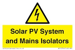 Solcell PV-system och nätisolatorer skylt - 75 x 50 mm - A8L