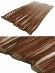 I&K Clip In Human Hair Extensions - Quick Length Piece 33-Rich Copper Red 18 inch
