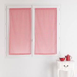 HomeMaison.com Normand Vitrage, geruit, rood, 055 x 200 cm