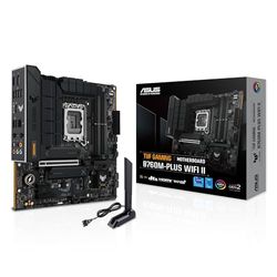 ASUS TUF GAMING B760M-PLUS WIFI II Scheda Madre Intel (LGA 1700) mATX, DDR5, slot PCIe 5.0, 3 PCIe 4.0 M.2, Wi-Fi 6E, Ethernet Realtek 2.5Gb, DisplayPort, HDMITM, USB 10Gbps Type-C, Aura Sync, Nero