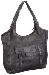 PIECES DANA LEATHER BAG AU11 17033466, Borsa con manico donna, 30x30x30 cm (L x A x P), Nero (Schwarz/BLACK), 30 * 30 * 30 cm (L x A x P)