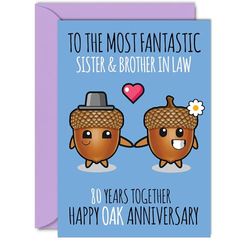 Cute Oak Anniversary Card for Sister & Brother In Law - 80 Years Together - Happy 80th Wedding Anniversary Cards for Brother In Law Sister, A5 Greeting Cards Anniversaries