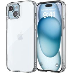 iPhone 15-fodral, klart fodral för iPhone 15 6,1 tum, icke-gulnande telefon militärklassat skydd stötsäkert reptåligt TPU-stötfångare hård PMMA baksida smal lätt transparent skyddande fodral