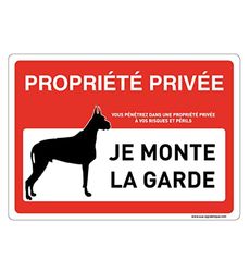 AUA SIGNALETIQUE - Waarschuwingsbord met afgeronde hoeken – Privée – Aandacht Hond – Per Monte La Garde – 210 x 150 mm, aluminium Dibond 3 mm