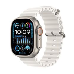 Apple Watch Ultra 2 (49 mm GPS + Cellular) Smartwatch avec boîtier en Titane Robuste et Bracelet Océan Blanc. Suivi de l’activité Physique, GPS Haute précision, autonomie Extra-Longue durée