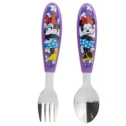 Set de 2 couverts pour enfants en acier inoxydable composé d'une fourchette et d'une cuillère Minnie