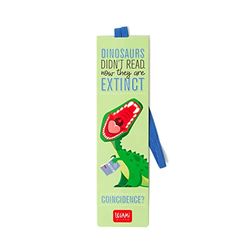 Legami - Bookmark with Elastic Page Marker, Also Useful to Keep The Book Closed, in Certified plasticized Paper, 4.8 x 17.5 cm, Dino Theme