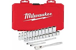 Milwaukee Juego 32 piezas, carraca y vasos de 3/8" Metrica 932464945 Rouge