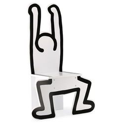 VILAC - Jeux et Jouets - Poufs - Chaise en bois - Graphique - Dessin iconique - Blanc - Keith Harding - Chaise pour Enfants dès 3 ans - Fabriqué en France