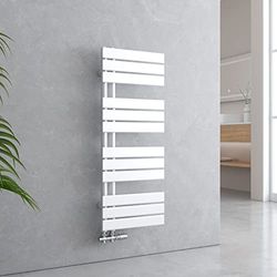 EMKE Badkamerradiator plat 1041x400 mm wit, handdoekverwarmer voor badkamer handdoekdroger, paneel handdoekhouder zijaansluiting voor water 456W
