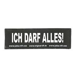 Julius-K9 Verwisselbare haak & lus patches, Ich Darf Alles, Small, Zwart