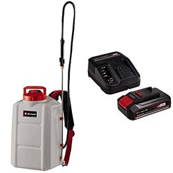 Einhell Pulvérisateur à pression sans fil GE-WS 18/150 Li-Solo Power X-Change (18 V, réservoir de 15 L, buse en laiton, lance de pulvérisation en acier inoxydable) avec chargeur et batterie 2,5Ah