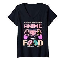 Donna Anime Video Games Food Donuts Gamer Gaming Japan Lover Maglietta con Collo a V