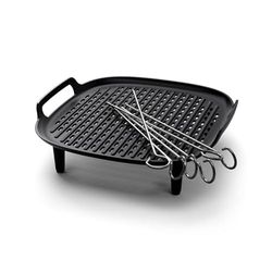 Philips Airfryer Kit Grill XXL, piastra antiaderente, cottura a doppio strato, con 6 spiedini, lavabile in lavastoviglie, app per ricette, nero (HD9959/00)