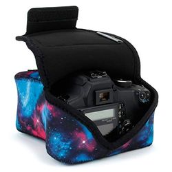 USA Gear DSLR Camera Sleeve (Galaxy) with Neoprene Protection, Holster Belt Loop and Accessory Storage - Compatible with Canon EOS Rebel T7, T8, SL3, R7, Nikon D3400, Pentax K-70 and Many More