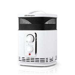 ORBEGOZO Verwarming CR 6025 keramische verwarming 360 met ventilatorfunctie, 1500 W vermogen, 2 standen, 1500 W, 1 liter, 44 decibel, 2 snelheden, zwart/wit