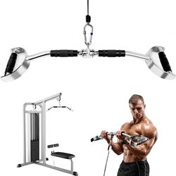 Yes4All brett grepp LAT dragstångsfästen med D-grepphandtag/Curl LAT Pulldown-fäste för gymutrustning, tryckbar på 68,5 cm (27 tum) kabelfäste gummihandgrepp och roterande hängare