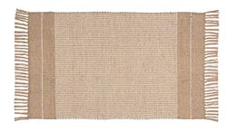 WENKO Tapis de bain Pica, tapis de baignoire 70 % jute et 30 % coton, motif relief de couleur claire et franges, tapis de douche ou tapis décoratif, recyclable, (L x P) : 50 x 80 cm, naturel