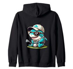 Cool Golf Shark With Sunglasses Zip Hoodie