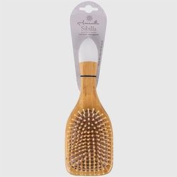 La Briantina Brosse à cheveux sibylle en bambou, coussin en caoutchouc et poils à épingle en bambou, 24,5 x 8,5 cm