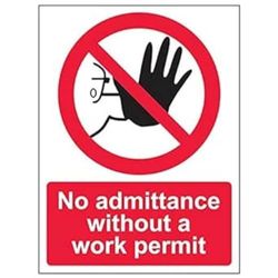 VSafety "Geen toelating zonder werkvergunning" teken, (Pack van 3)