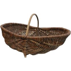 Cestino in vimini, misura M, 55 x 29 x 24 cm, ovale, scuro, 1 manico