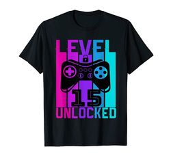 15 Anni Compleanno regalo videogiochi level 15 unlocked Maglietta