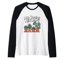 My Social Network is Green Plant Lover Plant Parent Fun Raglan Baseball Tee