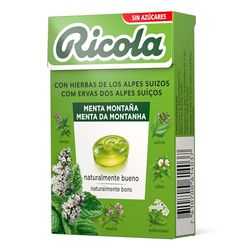Ricola Menta montanha, doces duros, refrescante e alivia a garganta e as vias respiratórias, com extrato de hortelã, 13 ervas suíças e óleos essenciais, sem açúcar, com adoçante, caixa de 50 g