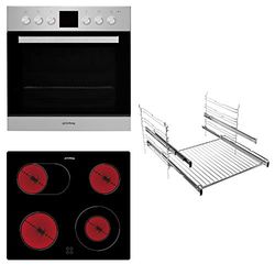 Privileg Set PV520 IN - Cuisinière à chaleur tournante multifonction avec 5 fonctions - Fonction de nettoyage hydrolyse - Avec 2 niveaux - A - Plaque de cuisson vitrocéramique - 60 cm