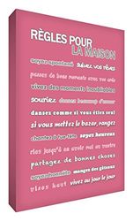 Little Helper Feel Good Art Toile sur Cadre Mural de Style Moderne Règle de Notre Maison Vintage Rose 91 x 60 cm